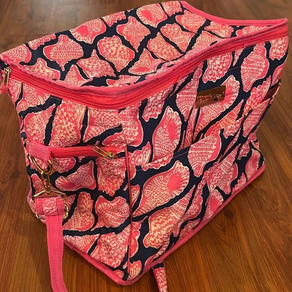 Lily Pulitzer xl shell pink navy cooler insulated tote bag beach summer